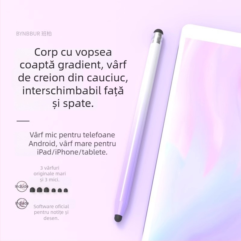 Stylus capacitiv universal cu vârf de silicon pentru telefoane și tablete — desen, editare, scriere