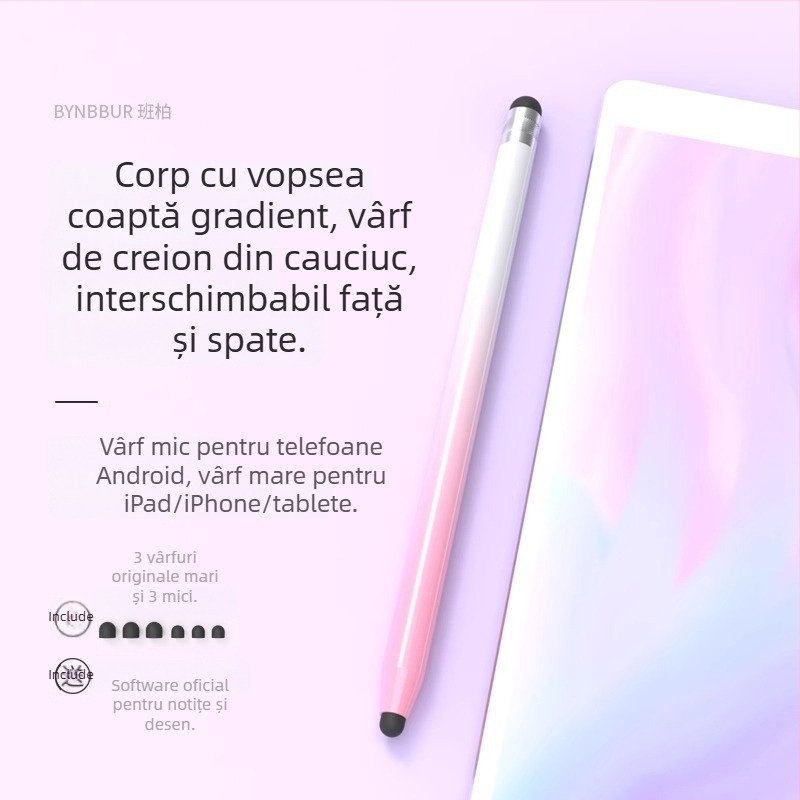 Stylus capacitiv universal cu vârf de silicon pentru telefoane și tablete — desen, editare, scriere