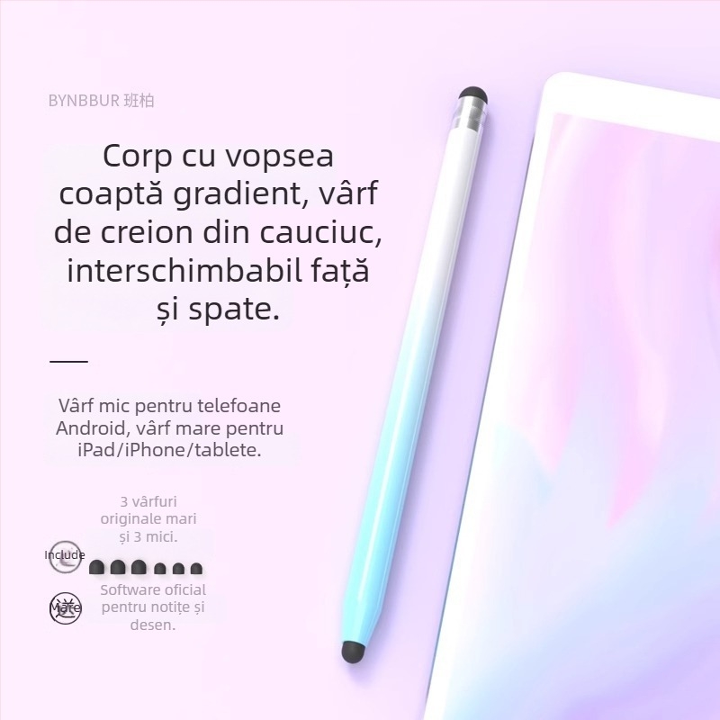 Stylus capacitiv universal cu vârf de silicon pentru telefoane și tablete — desen, editare, scriere