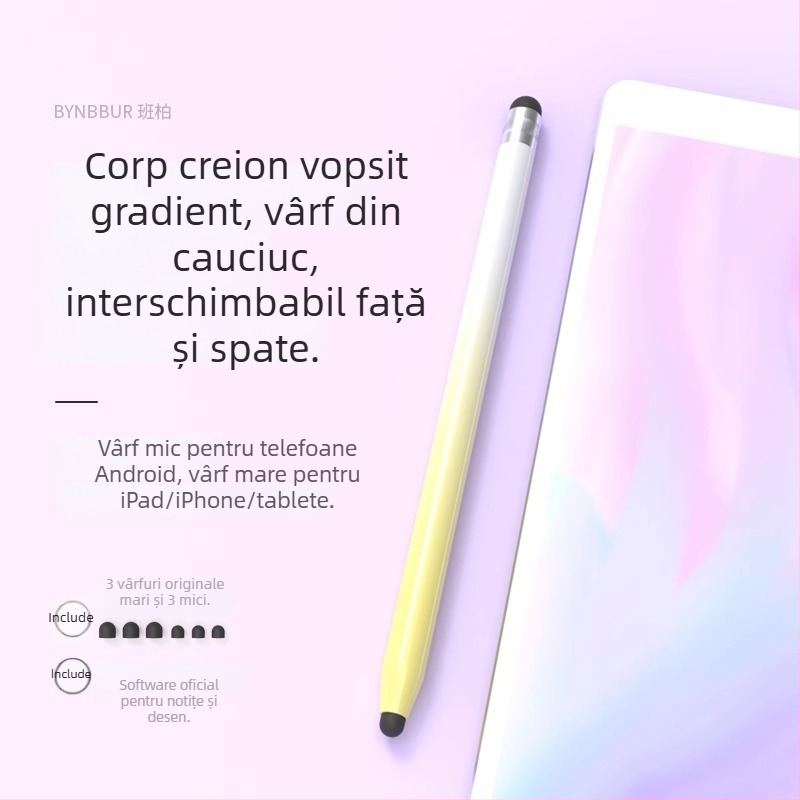 Stylus capacitiv universal cu vârf de silicon pentru telefoane și tablete — desen, editare, scriere