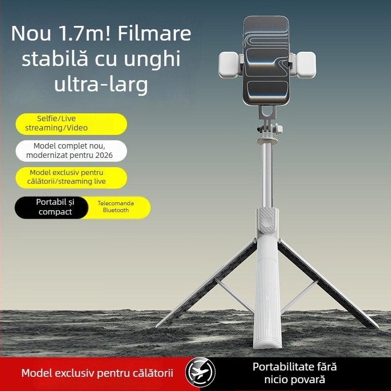 Selfie stick Bluetooth cu telecomandă, 1,7 m – trepied portabil pentru telefonul mobil