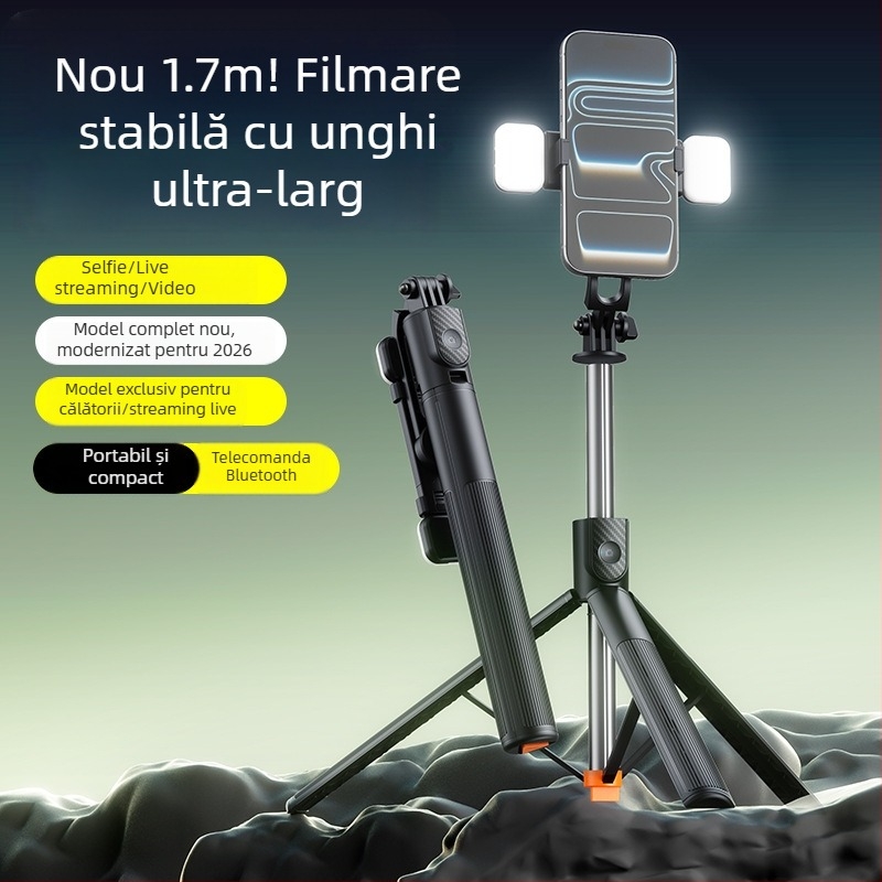 Selfie stick Bluetooth cu telecomandă, 1,7 m – trepied portabil pentru telefonul mobil