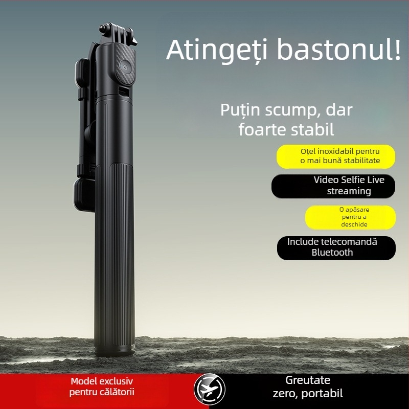 Selfie stick Bluetooth cu telecomandă, 1,7 m – trepied portabil pentru telefonul mobil