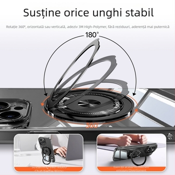 Suport inel pentru telefon ultra-subțire, cu rotire la 360°, magnetic, pliabil și multifuncțional, potrivit pentru bărbați și femei