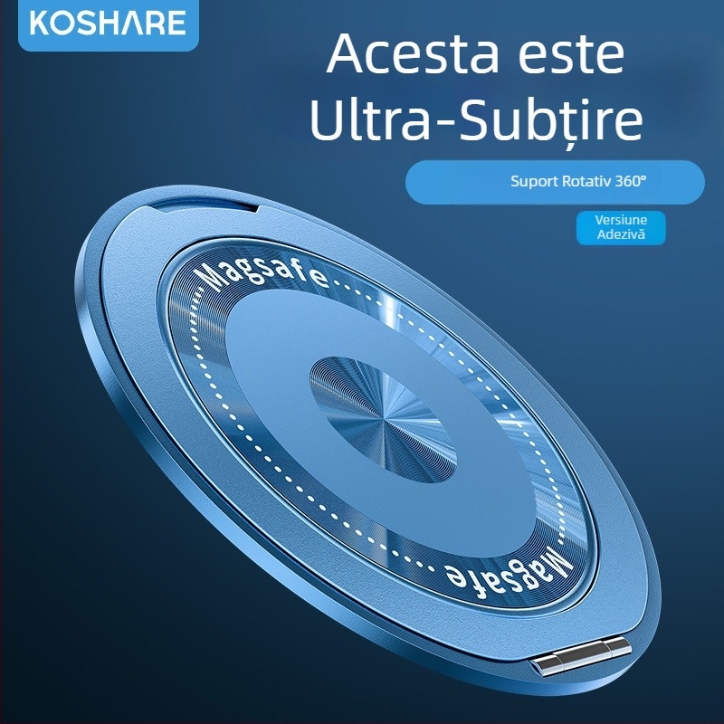 Suport inel pentru telefon ultra-subțire, cu rotire la 360°, magnetic, pliabil și multifuncțional, potrivit pentru bărbați și femei