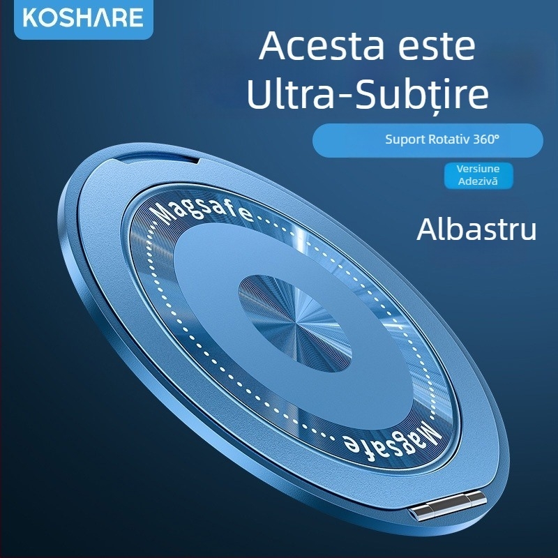 Suport inel pentru telefon ultra-subțire, cu rotire la 360°, magnetic, pliabil și multifuncțional, potrivit pentru bărbați și femei