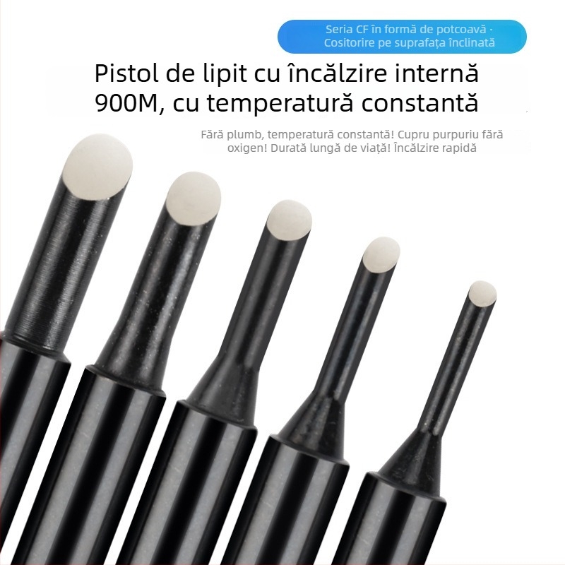 936 Vârf de lipit, formă potcoavă, seria CF, 42 mm, 60 W, 200–480°C, fără plumb, aliaj de cupru electroplacat