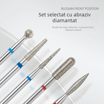 Capete de șlefuit cu diamant, stil rus, pentru unelte de manichiură – set de capete