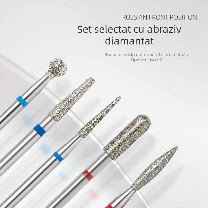 Capete de șlefuit cu diamant, stil rus, pentru unelte de manichiură – set de capete
