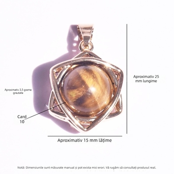Pandant hexagonal stea din piatră naturală cu ochi de tigru – bijuterii DIY, colier și breloc