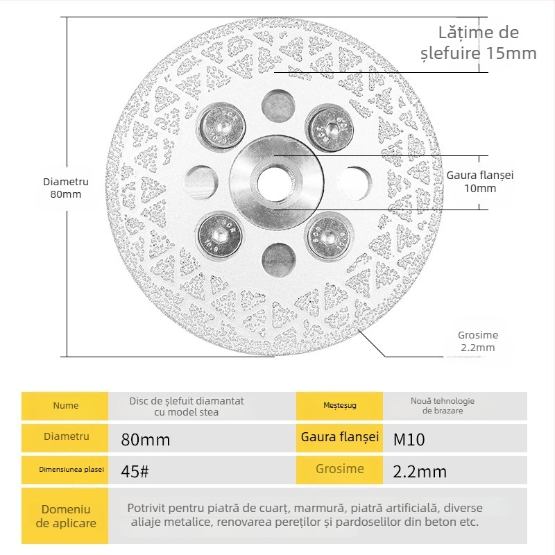 Disc diamant cu două fețe pentru tăiere și polisare: marmură, plăci ceramice și piatră de cuarț
