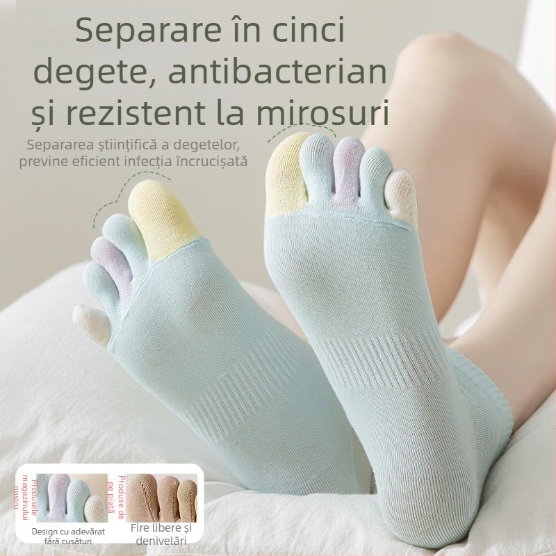 Șosete pentru femei cu degete separate, din bumbac subțire de vară, colorate ca bomboane, absorb transpirația, respirabile, rezistente la mirosuri, șosete scurte