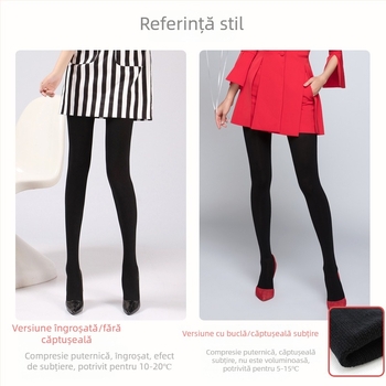 Colanți compresivi pentru modelarea picioarelor, negri, grosime medie, pentru purtare la exterior, foarte strâmți