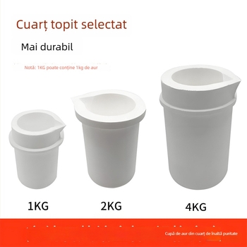 Cruciblu de topire din cuarț cu cupă din cuarț de înaltă puritate și înveliș ceramic din corind, rezistent la temperaturi ridicate pentru topirea aurului, argintului, cuprului și platină