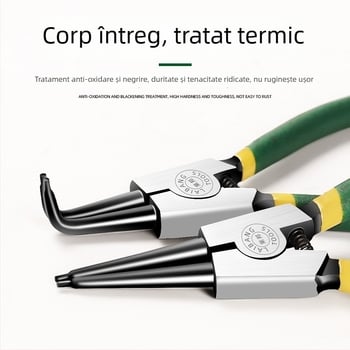 Clește Circlip de 7 inch, Clește pentru inele de retenție, Clește multifuncțional cu fălci drepte și curbate
