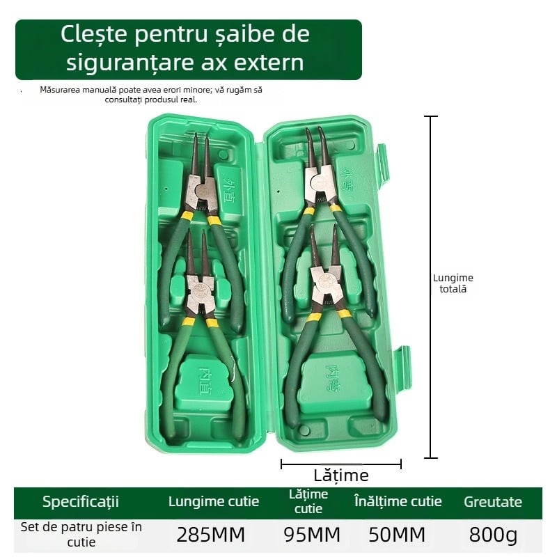 Clește Circlip de 7 inch, Clește pentru inele de retenție, Clește multifuncțional cu fălci drepte și curbate