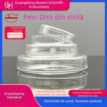 Placă Petri din sticlă pentru laborator cu capac, rezistentă la temperaturi înalte, potrivită pentru microbiologie și hidroponie