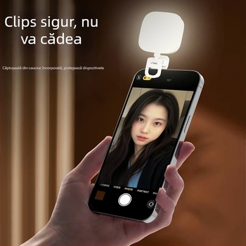 Lumină de completare portabilă cu oglindă pentru live streaming, selfie și înregistrare video în aer liber; temperatură de culoare reglabilă