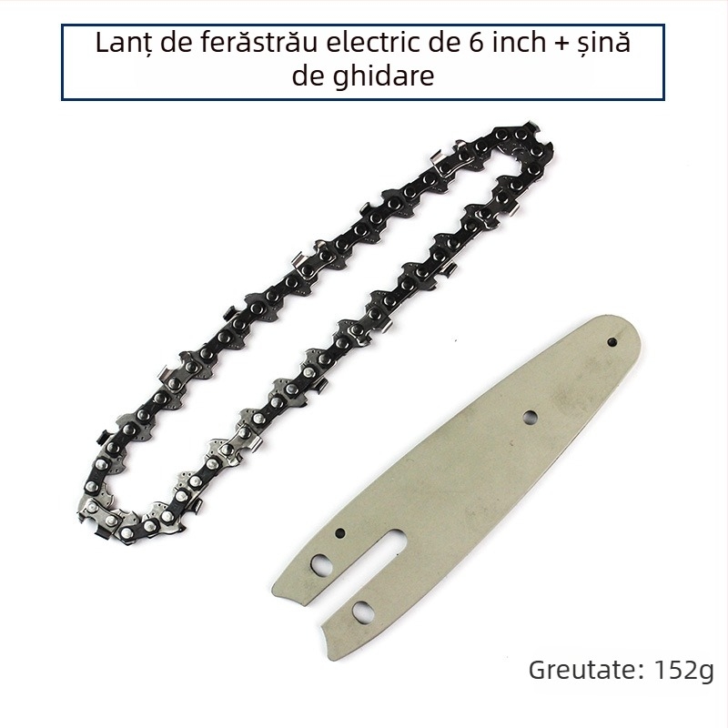 Kit lanț pentru ferăstrău electric fără fir, cu ulei de lanț, ghidaj de lanț și accesorii pentru șine de 4\" și 6\", pentru modificare la poliză unghiulară