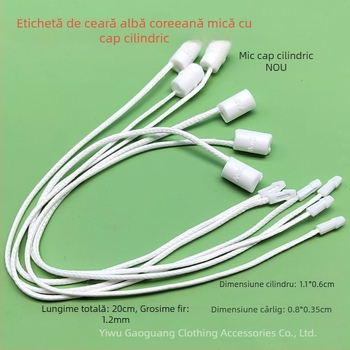 Lanyard pentru etichete din fir de ceară cu dungi pătrate, reutilizabil, cu cap de cârlig, negru-alb
