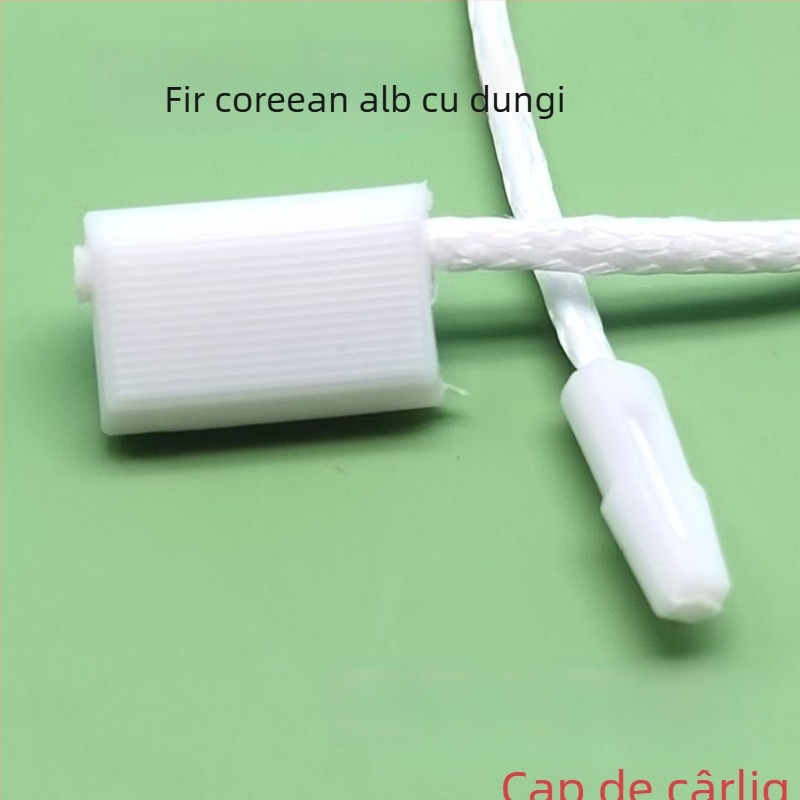 Lanyard pentru etichete din fir de ceară cu dungi pătrate, reutilizabil, cu cap de cârlig, negru-alb