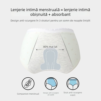 Chiloți menstrual pentru fete, antibacteriali, protecție împotriva scurgerilor, croială triunghiulară, 10A