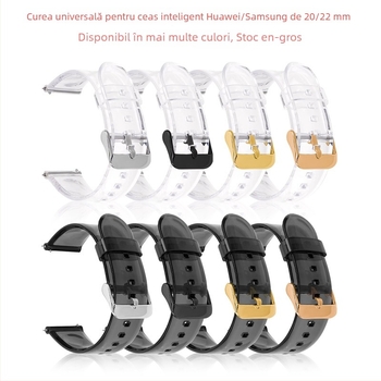 Brățară transparentă de ceas, 20/22mm, pentru Samsung Galaxy Watch4 și ceasuri Huawei