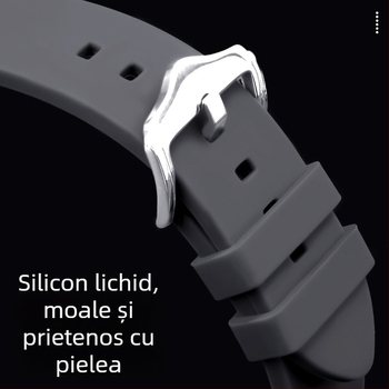 Bratara din silicon lichid compatibilă cu Samsung Galaxy Watch5/4/3, 20/22 mm, culoare solidă, cataramă argintie
