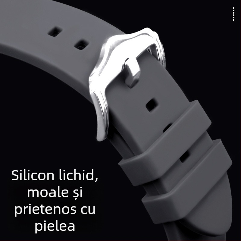 Bratara din silicon lichid compatibilă cu Samsung Galaxy Watch5/4/3, 20/22 mm, culoare solidă, cataramă argintie