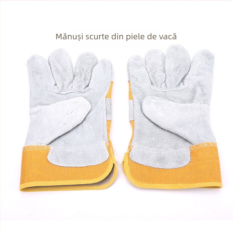 Mănuși de sudură din piele de vită, rezistente la căldură și la flăcări, durabile și moi, disponibile în modele scurte și lungi