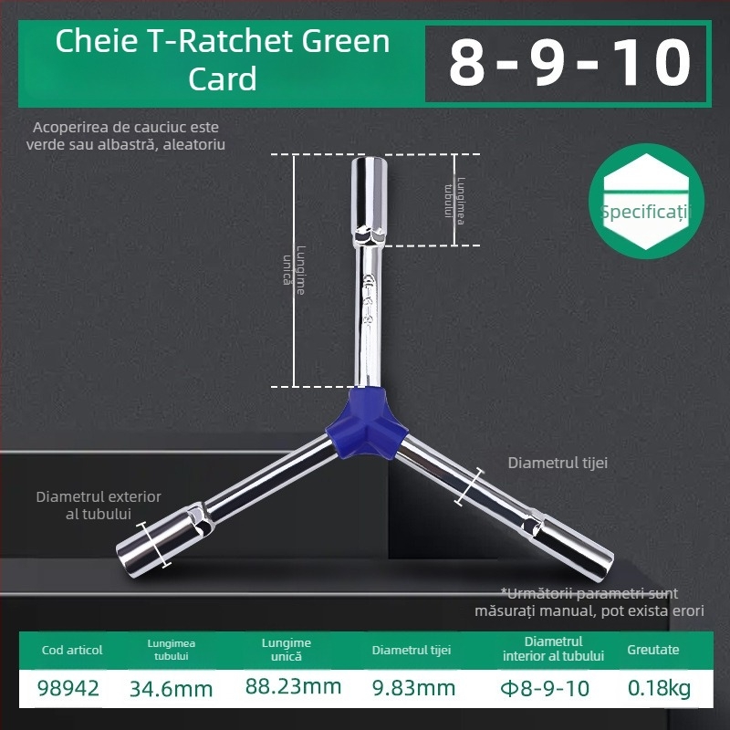 Topson Cheie cu priză hexagonal exterior, tip Y, prelungită, pentru reparații auto, manual, multifuncțional, economie de efort, cu trei brațe