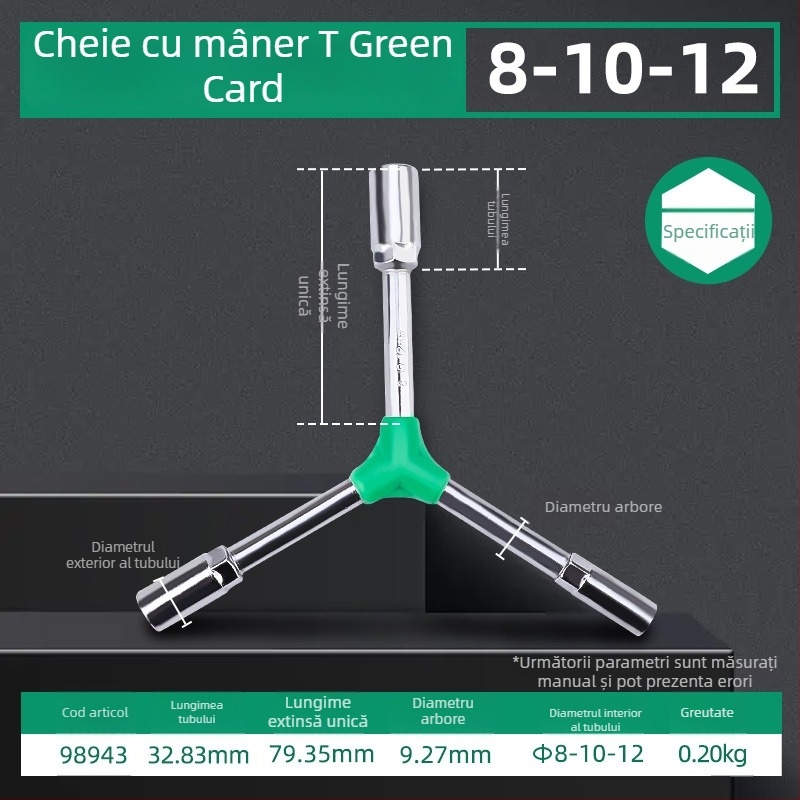 Topson Cheie cu priză hexagonal exterior, tip Y, prelungită, pentru reparații auto, manual, multifuncțional, economie de efort, cu trei brațe