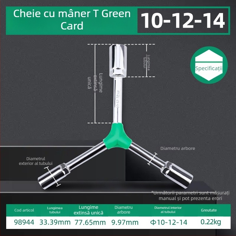 Topson Cheie cu priză hexagonal exterior, tip Y, prelungită, pentru reparații auto, manual, multifuncțional, economie de efort, cu trei brațe