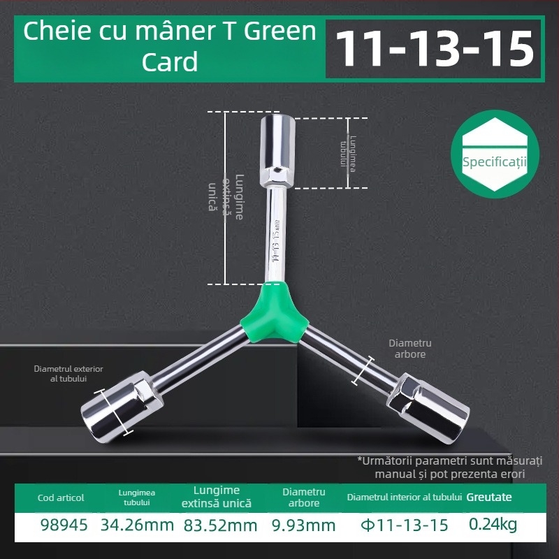 Topson Cheie cu priză hexagonal exterior, tip Y, prelungită, pentru reparații auto, manual, multifuncțional, economie de efort, cu trei brațe