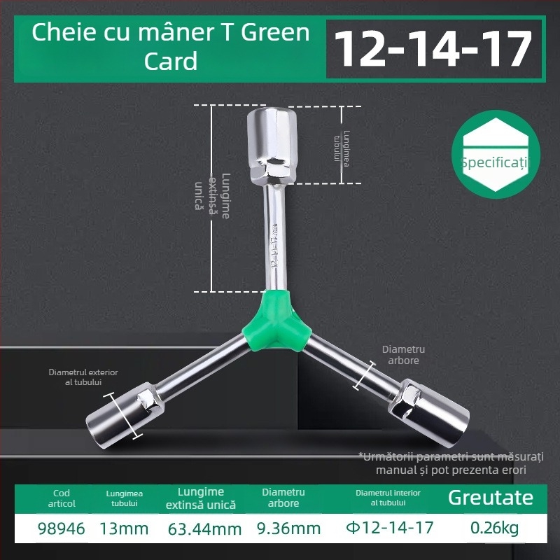 Topson Cheie cu priză hexagonal exterior, tip Y, prelungită, pentru reparații auto, manual, multifuncțional, economie de efort, cu trei brațe