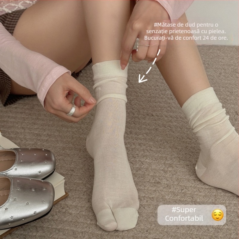 Șosete feminine cu degete despărțite, subțiri și respirabile, până la gambe, pentru primăvară-vară, mătase de dud