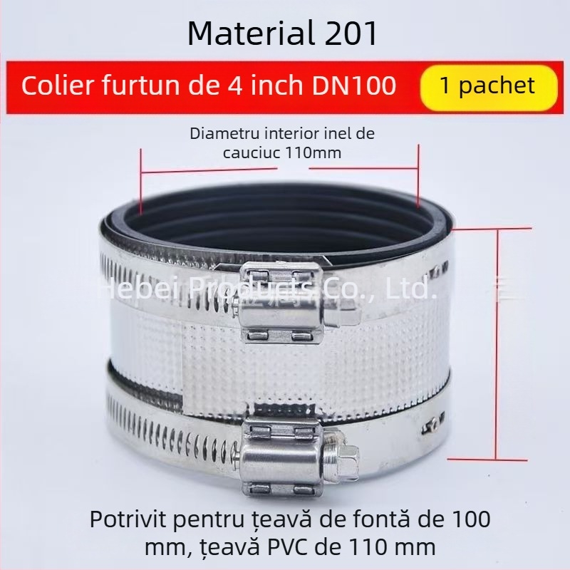 Colier pentru grupare țevi din oțel inoxidabil, fontă și PVC