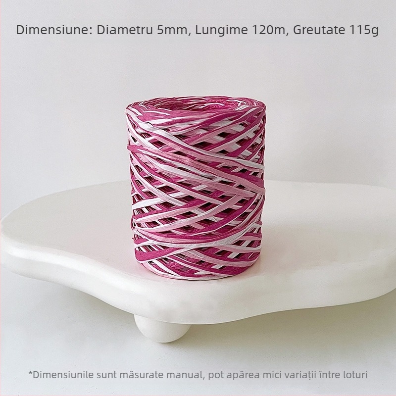 Panglică colorată de raffia pentru împachetarea cadourilor – panglică florală lucrată manual, în nuanțe curcubeu