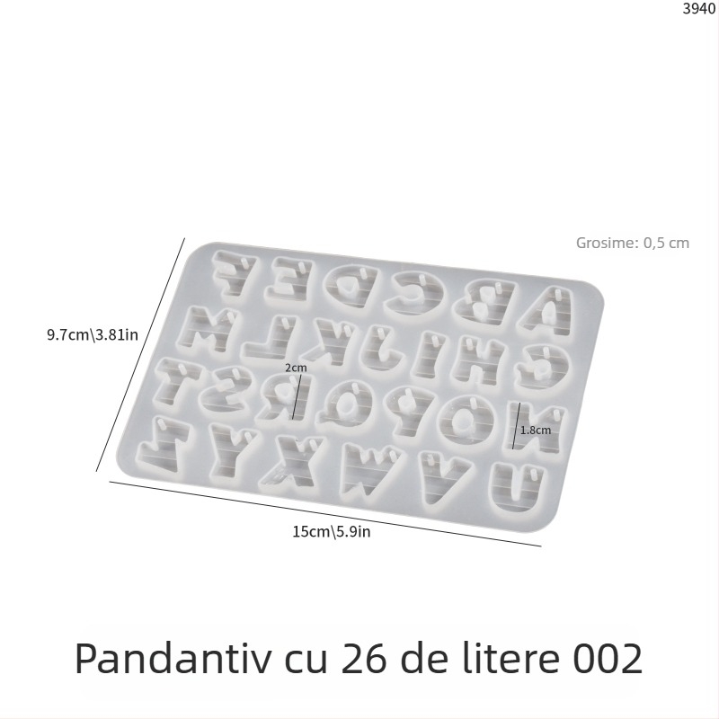 Formă din silicon pentru rășină epoxidică DIY bijuterii: 26 litere engleze, cifre, simboluri și inimă — cercei, pandantive, accesorii