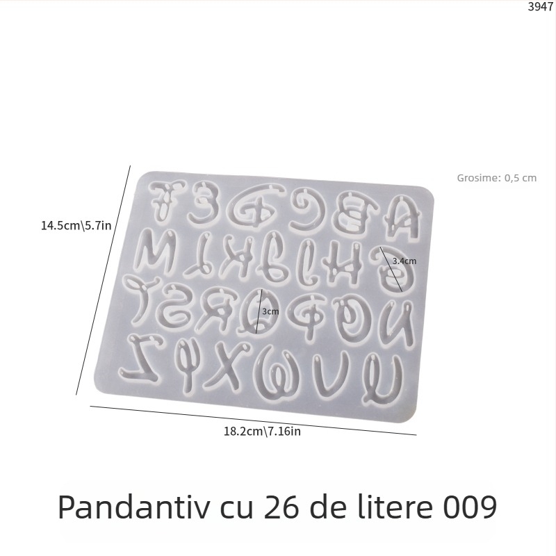 Formă din silicon pentru rășină epoxidică DIY bijuterii: 26 litere engleze, cifre, simboluri și inimă — cercei, pandantive, accesorii