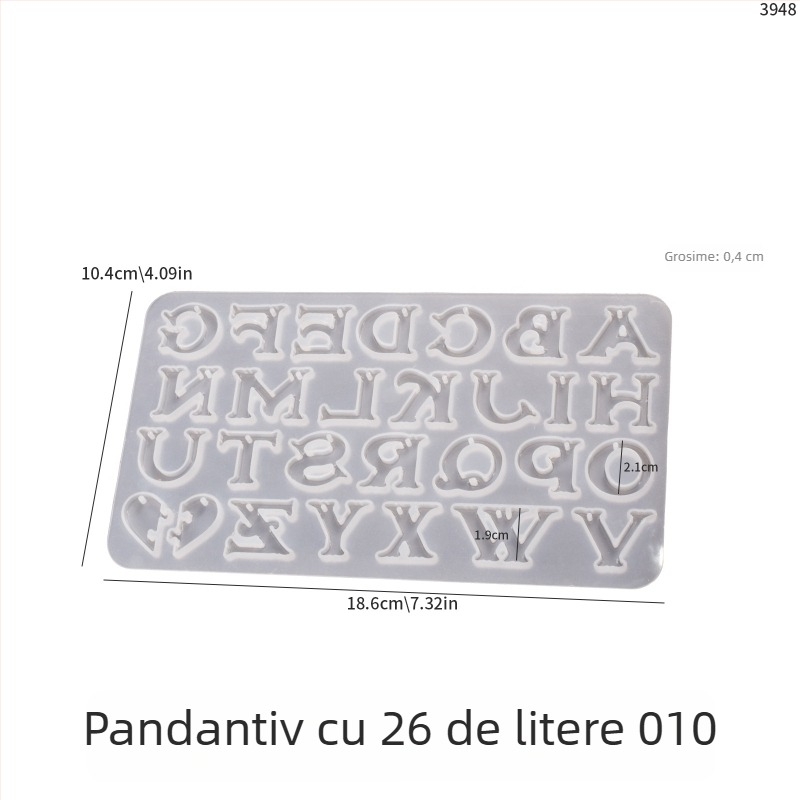 Formă din silicon pentru rășină epoxidică DIY bijuterii: 26 litere engleze, cifre, simboluri și inimă — cercei, pandantive, accesorii
