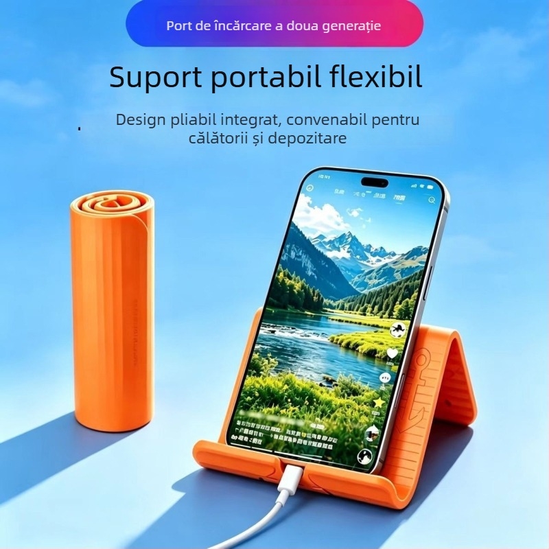 Suport din silicon flexibil, pliabil pentru telefon, suport universal pentru tablete și laptopuri, transformabil pentru călătorii și uz casnic