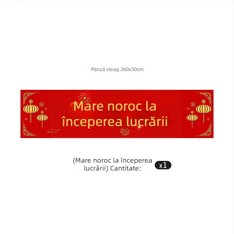 Set de decor pentru ceremonia de inaugurare a noului domiciliu — banner, față de masă, țesătură de fundal, țesătură roșie și cioc decorativ