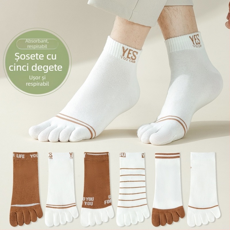 Șosete pentru bărbați cu degete separate, din bumbac, absorbante la transpirație, ușoare, de vară, lungime medie