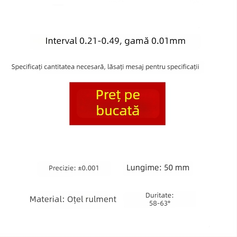 Calibru de ac de înaltă precizie, calibru standard pentru pini și dopuri, interval 0,1–30 (interval 0,01)