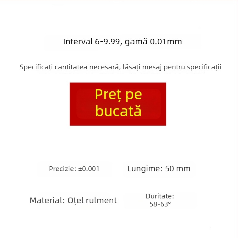 Calibru de ac de înaltă precizie, calibru standard pentru pini și dopuri, interval 0,1–30 (interval 0,01)