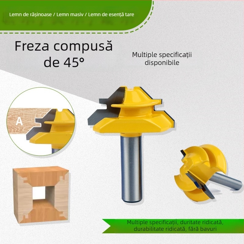 Cuțit de găurire la 45° pentru tâmplărie – freză pentru panouri, linii și finisare în lemn masiv