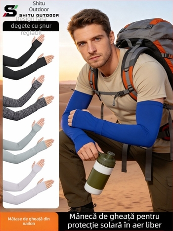 Manșete pentru ciclism, protecție solară UPF50, material Ice Silk, șnur reglabil