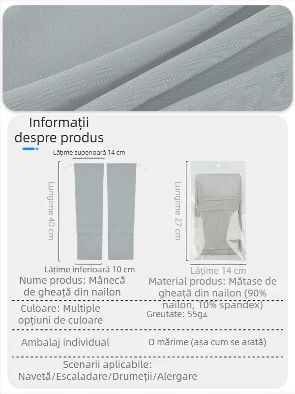 Manșete pentru ciclism, protecție solară UPF50, material Ice Silk, șnur reglabil