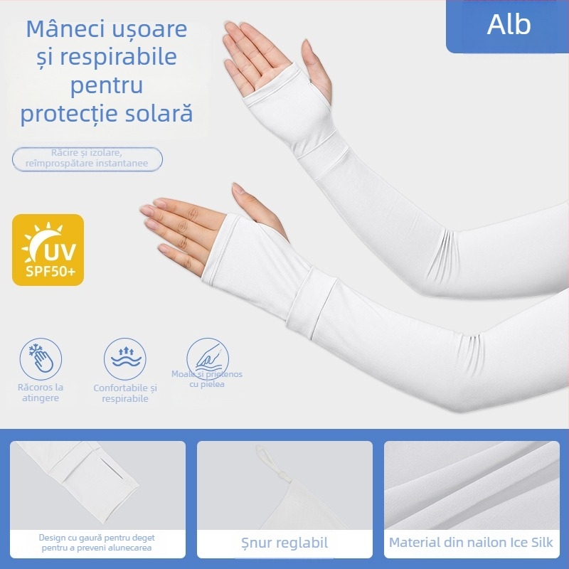 Manșete pentru ciclism, protecție solară UPF50, material Ice Silk, șnur reglabil